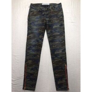 NWT ETIENNE MARCEL Skinny Ankle Jean Women 28x28 Green Camo Zip Cuff EM7025